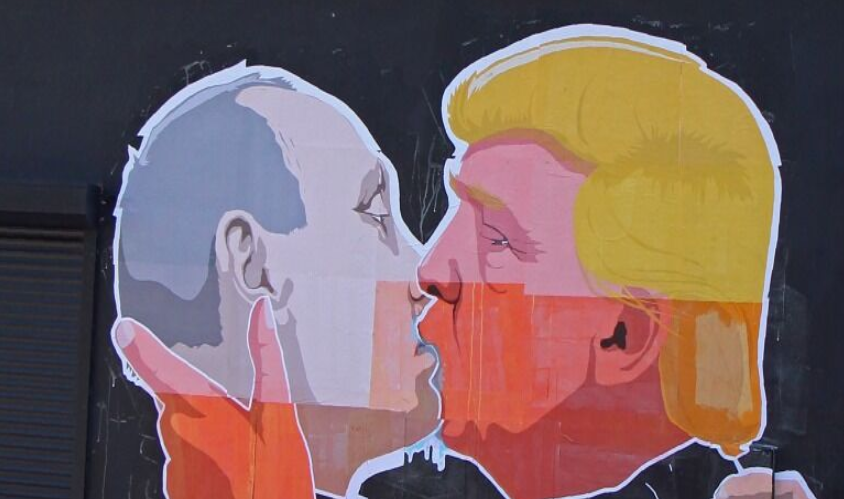 Street art Poutine / Trump.